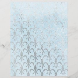 Blue & Silver Fleur de Lis Scrapbook Papper
