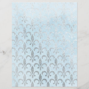 Blue & Silver Fleur de Lis Scrapbook Papper