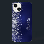 Blue silver glitter namn<br><div class="desc">En blå bakgrund. Den blå färg är ojämn. Dekorerad med faux glitter damm. Anpassa och lägg till ett namn. Det första namn är skrivet med ett modernt handskript i stil.</div>