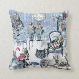 Blue Silver Ice Alice i Wonderland Kudde