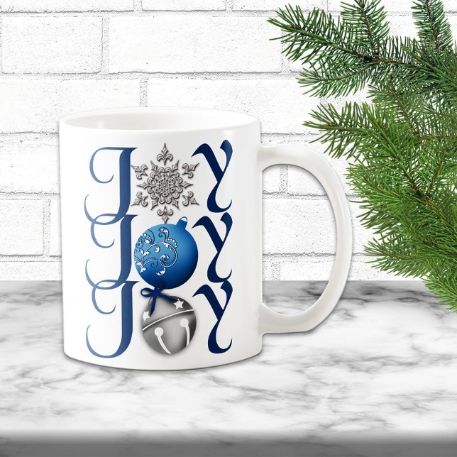 Blue Silver jul Joy Mugg (Skapare uppladdad)