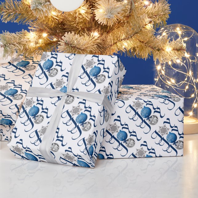 Blue Silver jul Joy Presentpapper (Helgdagar)