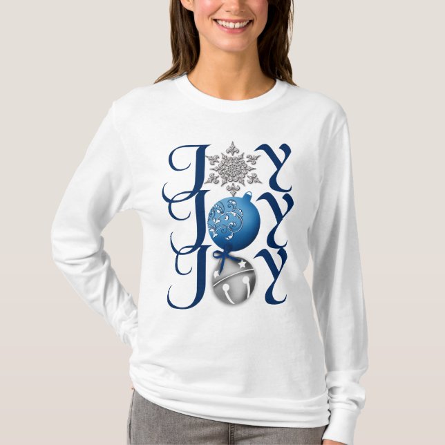 Blue Silver jul Joy Shirt T (Framsida)