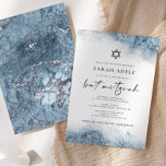 Blue Silver Marble Bat mitzvah Inbjudningar<br><div class="desc">Den här elegantens bat mitzvah inbjudan har en ljusblå vattenfärgsdesign i gräns i en kopia av marmor som vunnits med faux silver-folie och tonas gradvis in i den vita bakgrunden. Ord "bat mitzvah" visas i handskriftsskript för kol-grått, med resterande text i versaler. Den blå marmor och silver marmor mönster upprepas...</div>