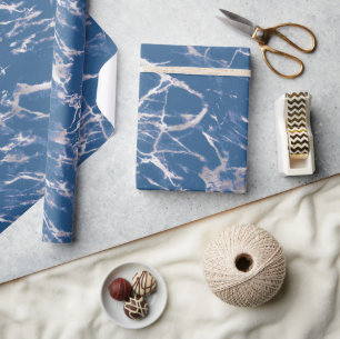 Blue Silver Marble Presentpapper