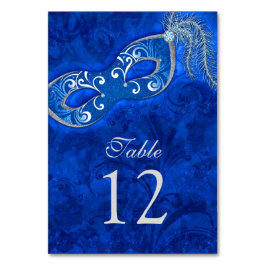 Blue Silver MasqueraBoll Mardi Gras Bröllop Bordsnummer