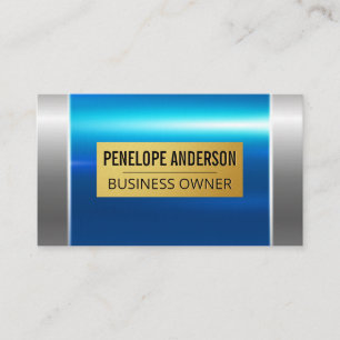 Blue Silver Metallic Plattor Guld Metall Visitkort