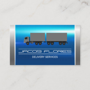 Blue Silver Metallic Semi Lastbil Visitkort