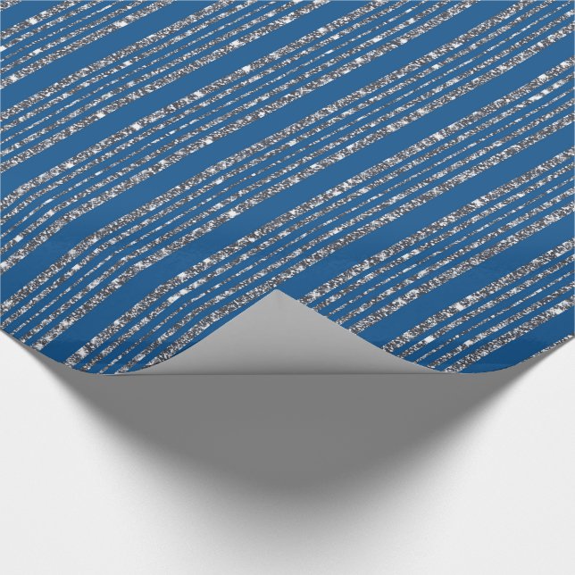 Blue Silver Mönster Presentpapper (Hörn)
