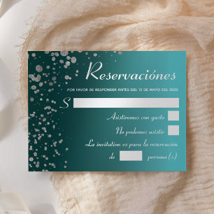 Blue Silver OSA, Quinceanera Spain Reservacion Inbjudningar