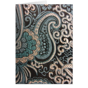 Blue & Silver Paisley Brocade Hälsningskort