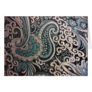 Blue & Silver Paisley Brocade Hälsningskort