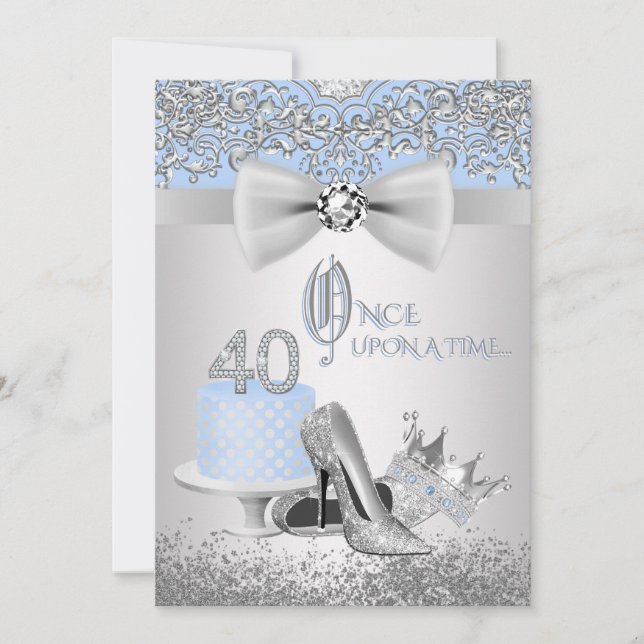 Blue Silver Princess 40:e födelsedagsinbjudan Inbjudningar (Framsida)