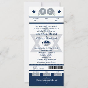 Blue Silver Pub Mitzvah för Twillingar Football Bi Inbjudningar