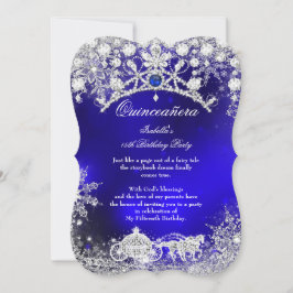 Blue silver Quinceanera 15:e vintern Wonderland Inbjudningar