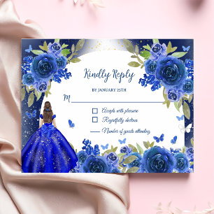 Blue Silver Ro Quinceanera Birthday OSA Kort