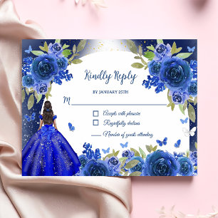 Blue Silver Ro Quinceanera Birthday OSA Kort