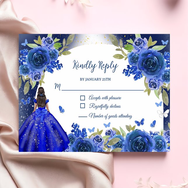 Blue Silver Ro Quinceanera Birthday OSA Kort (Skapare uppladdad)