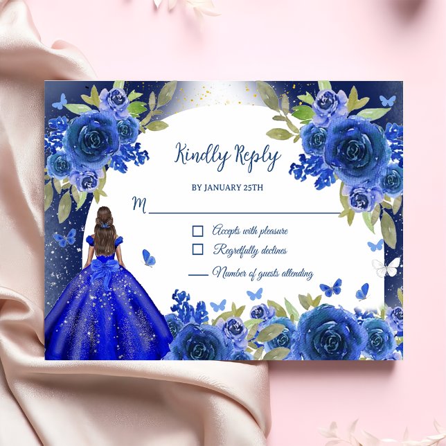 Blue Silver Ro Quinceanera Birthday OSA Kort (Skapare uppladdad)