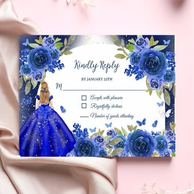 Blue Silver Ro Quinceanera Birthday OSA Kort (Skapare uppladdad)