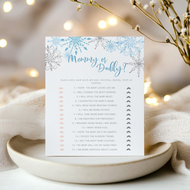 Blue silver Snöflingor mamma eller pappa-spel (Skapare uppladdad)