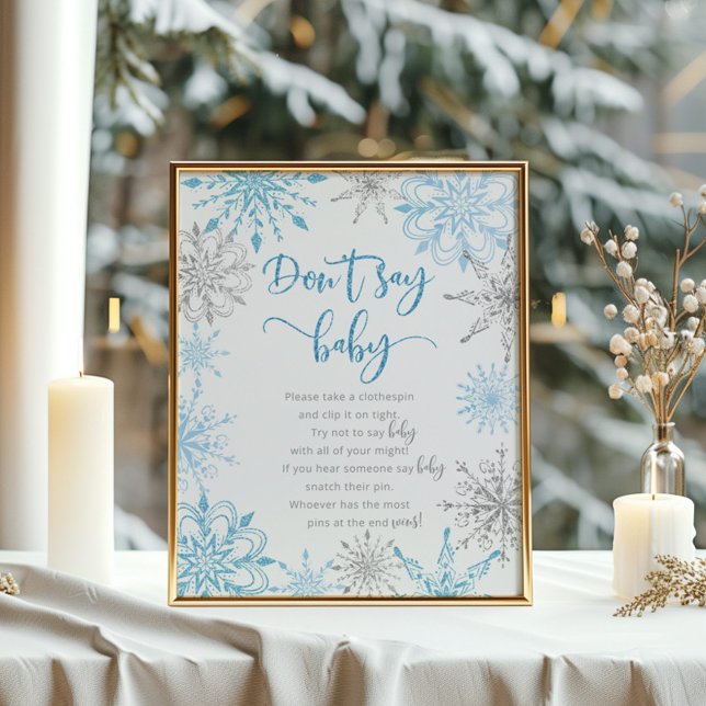 Blue silver snöflingor Säg inte att baby-spel Post Poster (Skapare uppladdad)