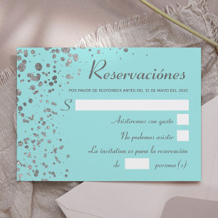 Blue Silver Spain Reservacion, Quinceanera OSA Inbjudningar