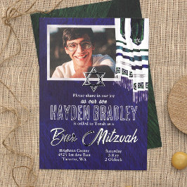 Blue, Silver, Teal Stripe Tallit Pub Mitzvah
