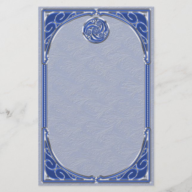 Blue Silver Triskel Brevpapper (Framsida)