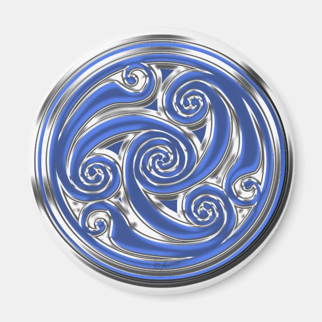 Blue Silver Triskel Magnet (Framsidan)