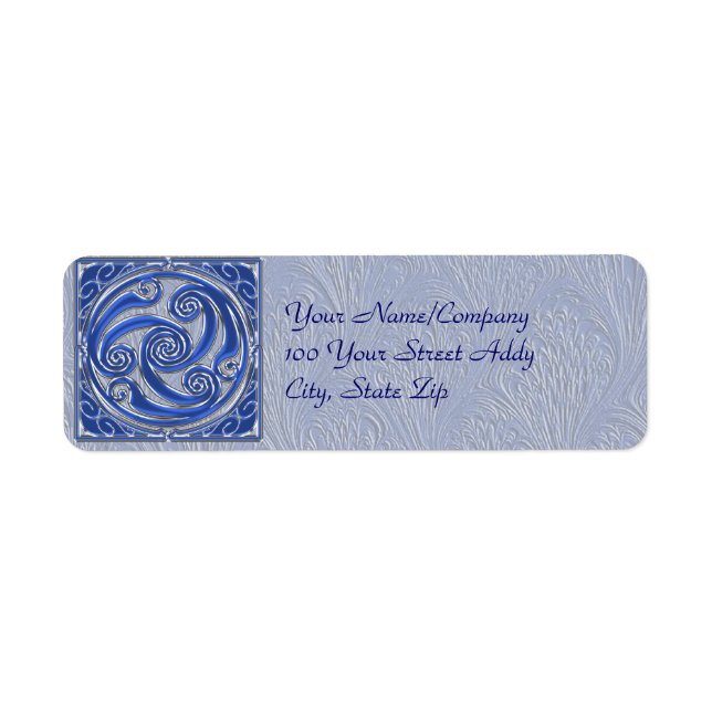 Blue Silver Triskel Returadress Etikett (Framsidan)