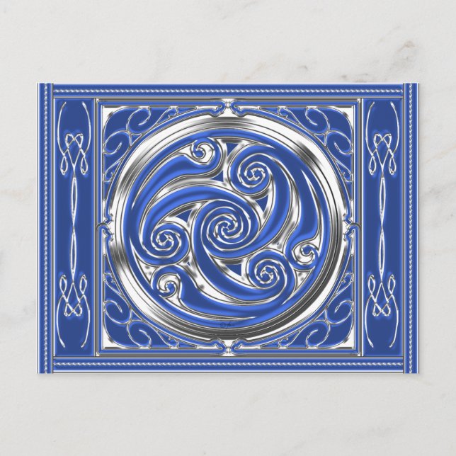 Blue Silver Triskel Vykort (Framsida)