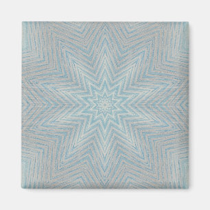 Blue Silver White Kaleidoscope Mönster Magnet