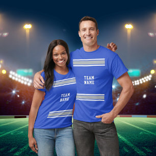 Blue Silver & White Sports Jersey Team Namn Unisex T Shirt