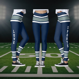 Blue Silver White Team Jersey Färg Kärlek Sports Leggings