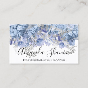 Blue Silver WhiteFlower Logotyp Event Planner QRCo Visitkort
