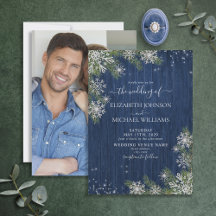 Blue Silver Winter Wood Play Rustic Photo Bröllop
