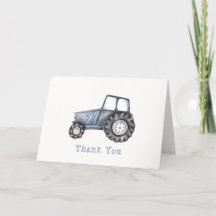 Blue Simple Boy Watercolor Tractor Baby Shower