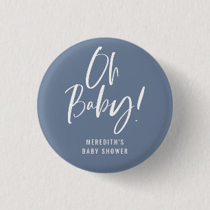 Blue Simple Calligraphy Gender Neutral Baby Shower Knapp