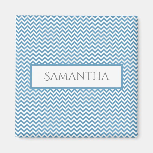 Blue Simple Chevron Personlig Magnet (Framsidan)