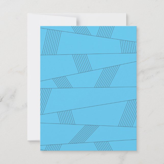 Blue, simple, elegant, abstract line pattern anteckningskort (Framsida)