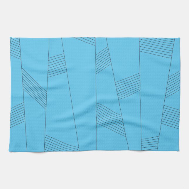 Blue, simple, elegant, abstract line pattern kökshandduk (Horisontell)
