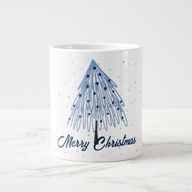 Blue Simple jul Helgdag Giant Coffee Mugg Jumbo Mugg (Framsidan)
