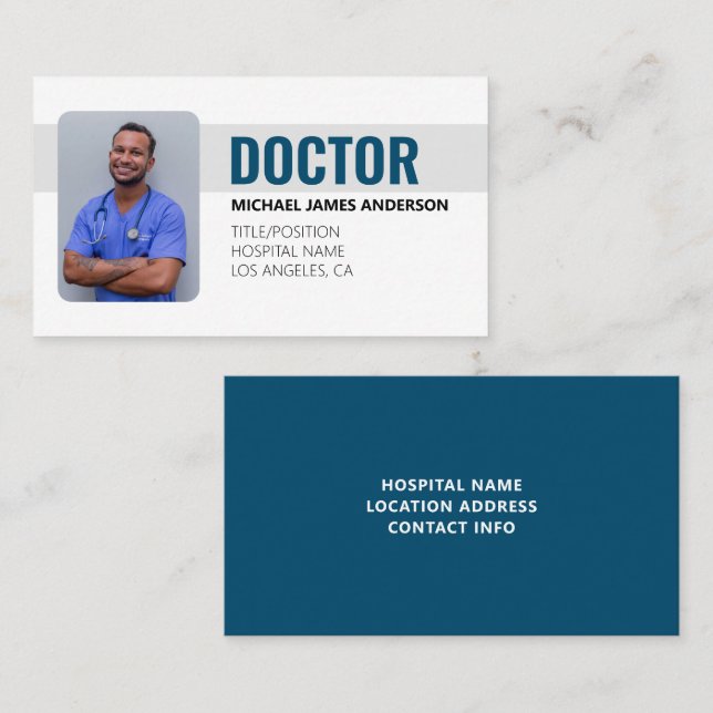 Blue Simple Modern Professional Medical Doctor  Visitkort (Fram/baksida)
