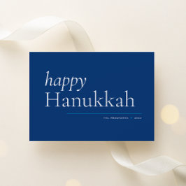 Blue Simple Serif Lycklig Hanukkah Julkort