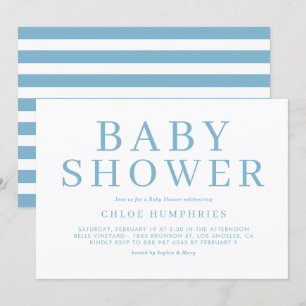 Blue Simple Typography Rand Boy Shower Inbjudningar