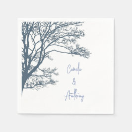 Blue Single Träd Boho Bröllop Pappersservett