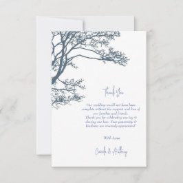 Blue Single Träd Boho Bröllop Tack Kort