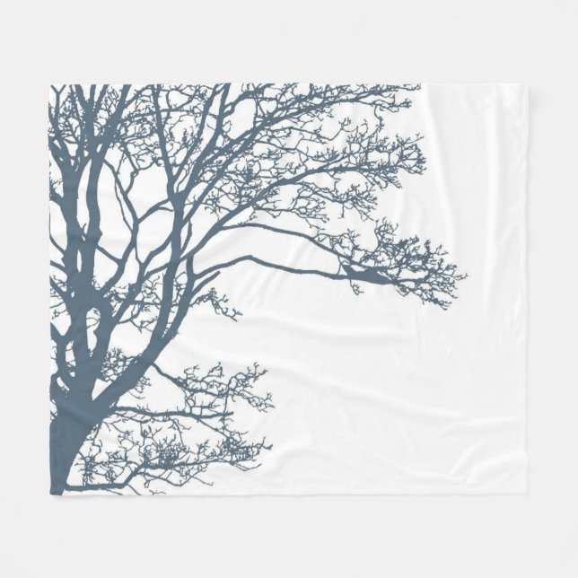 Blue Single Träd Boho Fleecefilt (Framsidan (Horisontell))