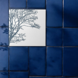 Blue Single Träd Boho Kakelplatta